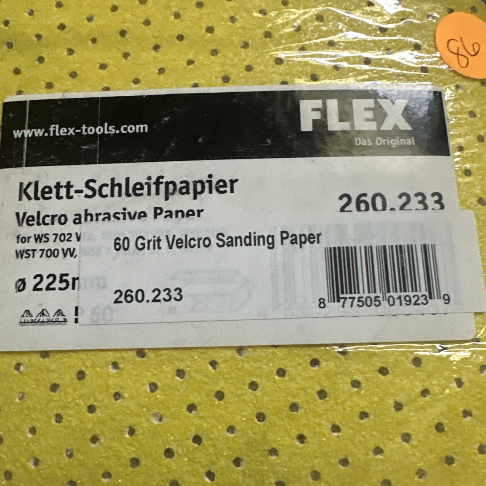 Flex Power Tools – Hook & Loop Sanding Paper Perforated 60 Grit Pack 15