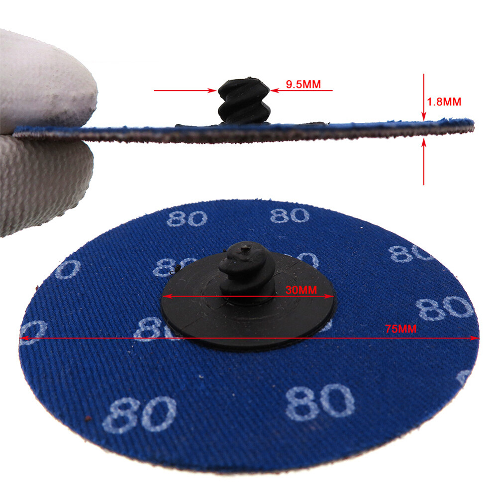 3” 75mm 36/60/80/120 Grit R-Type Sanding Discs Abrasive Roll Lock Sandpaper