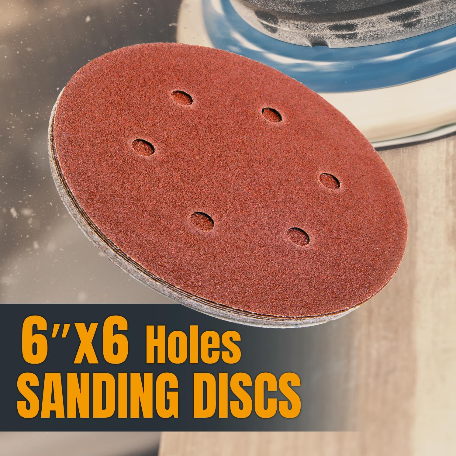 6 Inch Sanding Discs 40 Grit Hook Loop 25 Pack Aluminum Oxide Orbital Sander Pad