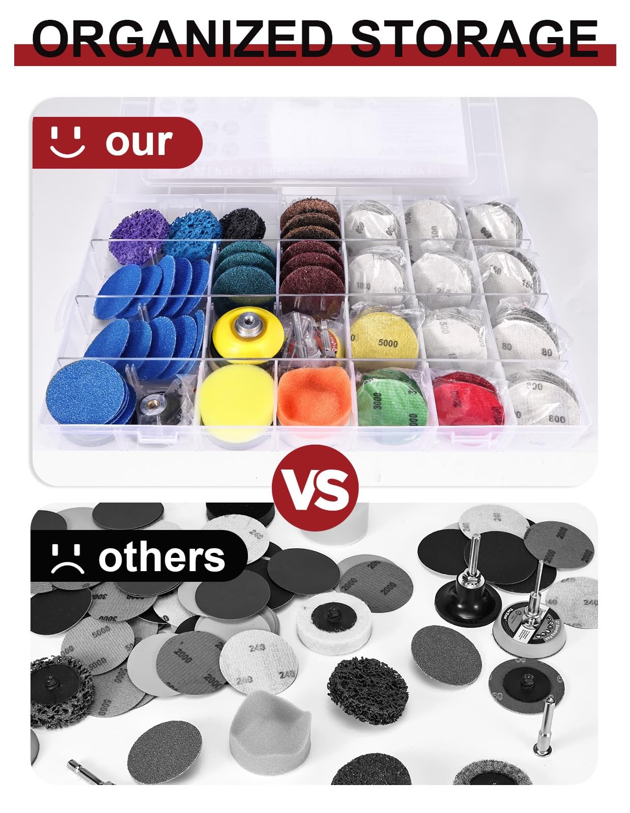 221PCS 2 Inch Die Grinder Sanding Discs Accessories 221Pack Disc Kit
