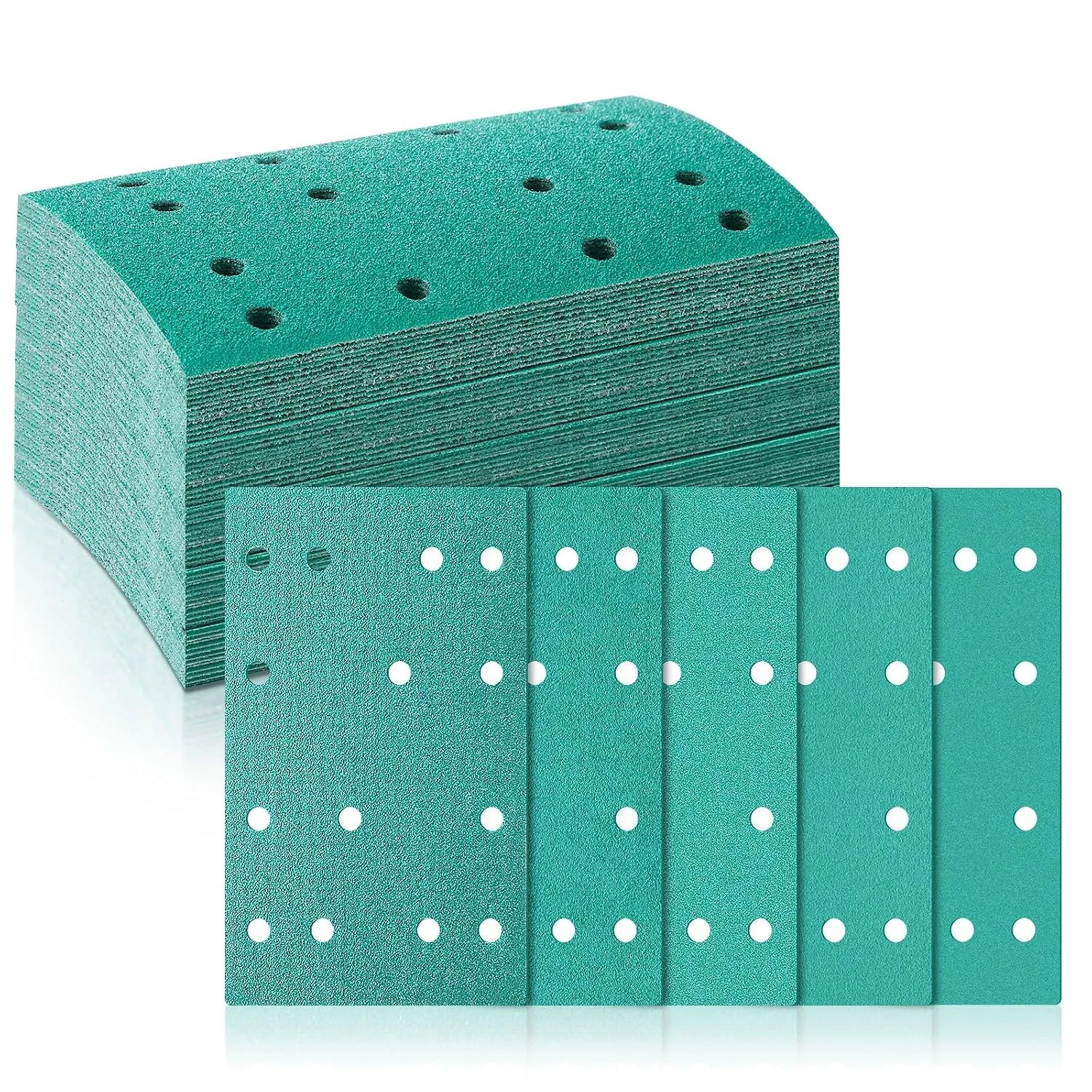 75 Pcs 3″ X 5″ Sandpaper Assortment Compatible with Festool 14 Hole 80, 120, 150