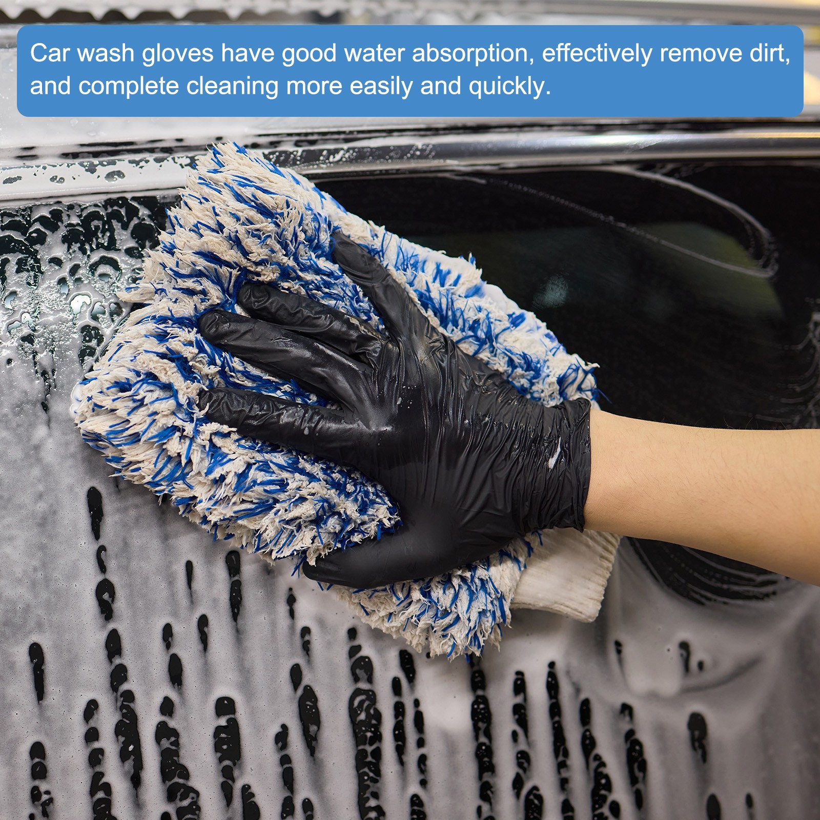 2pcs Chenille Microfiber Car Wash Mitts 10″ x 7.5″ Wash Gloves Purple