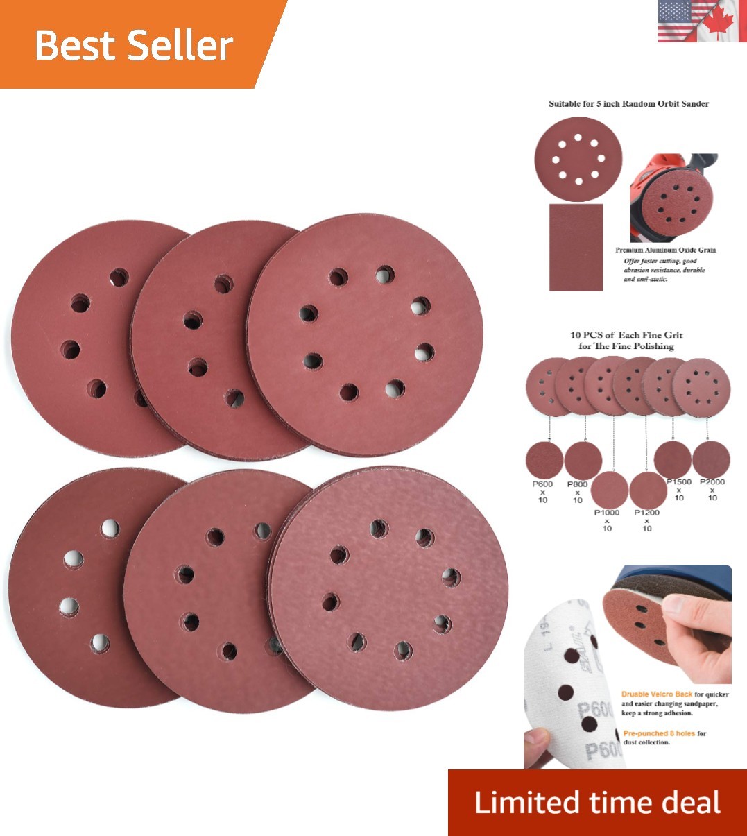 Versatile 60-Pack Aluminum Oxide Sanding Discs – 5-Inch, 600-2000 Grit Selection