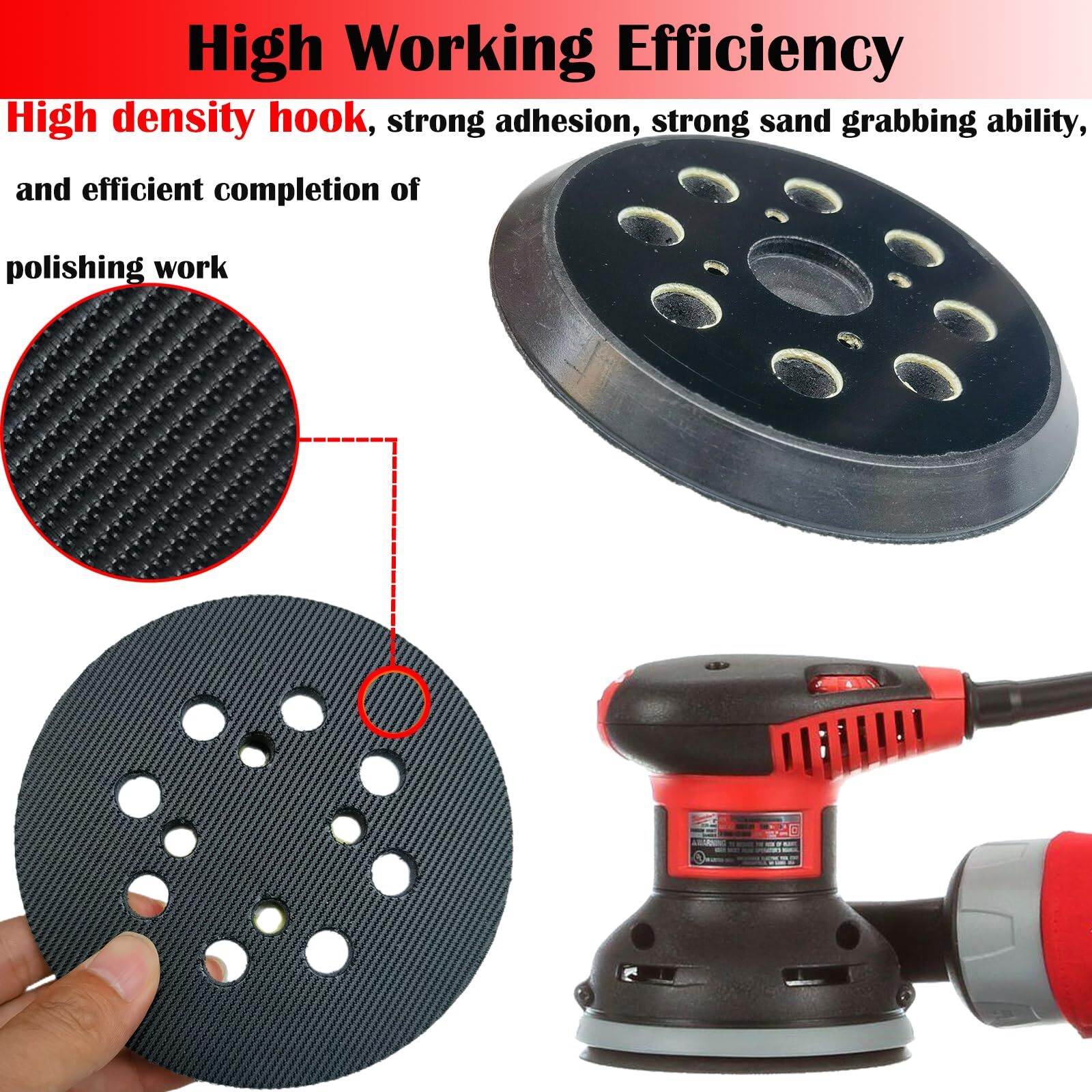 2 Pack 5 Inch 8 Hole Hook and Loop Sander Pad for Milwaukee 6021-21 6034-21