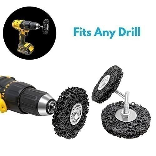 3pk Paint Stripping Disc Drill Attachment, 3″ Rust Removal Wheel on 1/4-in Shank