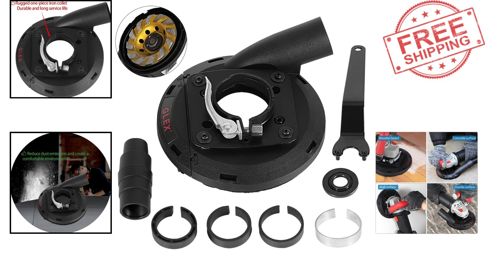 Angle Grinder Dust Shroud Attachment – Easy Install, Compatible with Top Brands