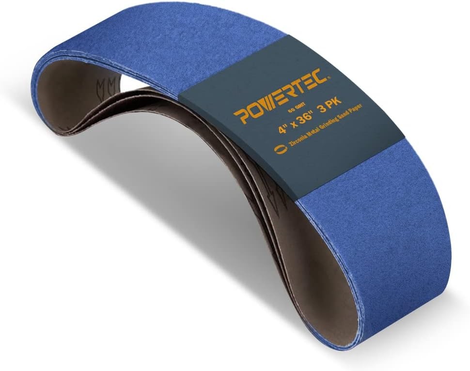 POWERTEC 4 x 36 Inch Zirconia Sanding Belts, 60 Grit Belt Sander 60