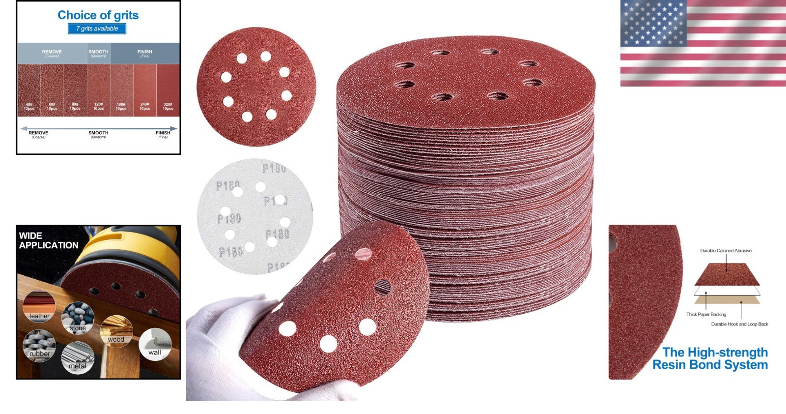 5 Inch Sanding Discs Set with 40-320 Grit – 72 Count for All Projects