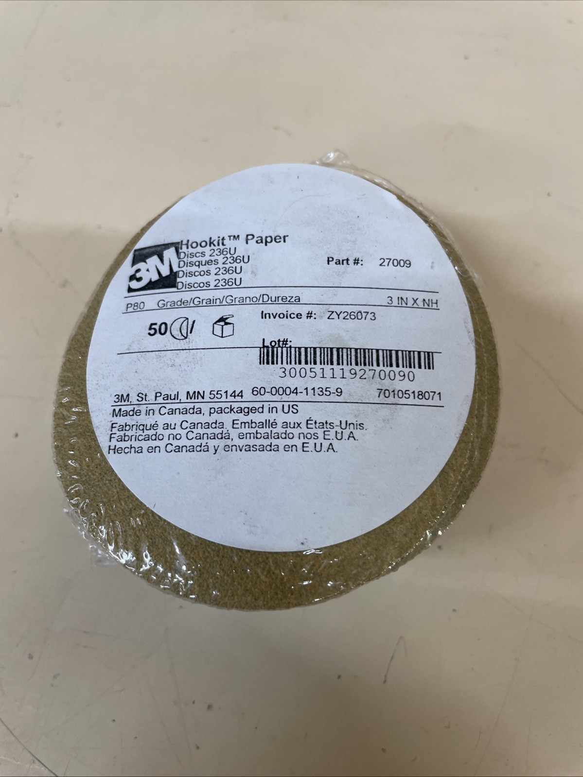 (50 Count)3M Hookit Paper Discs 3” P80 Grit 236U 27009
