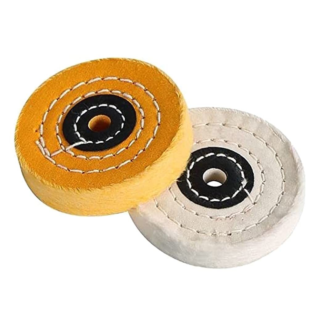 Luo ke 2 Pcs Ø3 x 3/8” Arbor Hole Cotton Buffing Polishing Wheels 3 inches