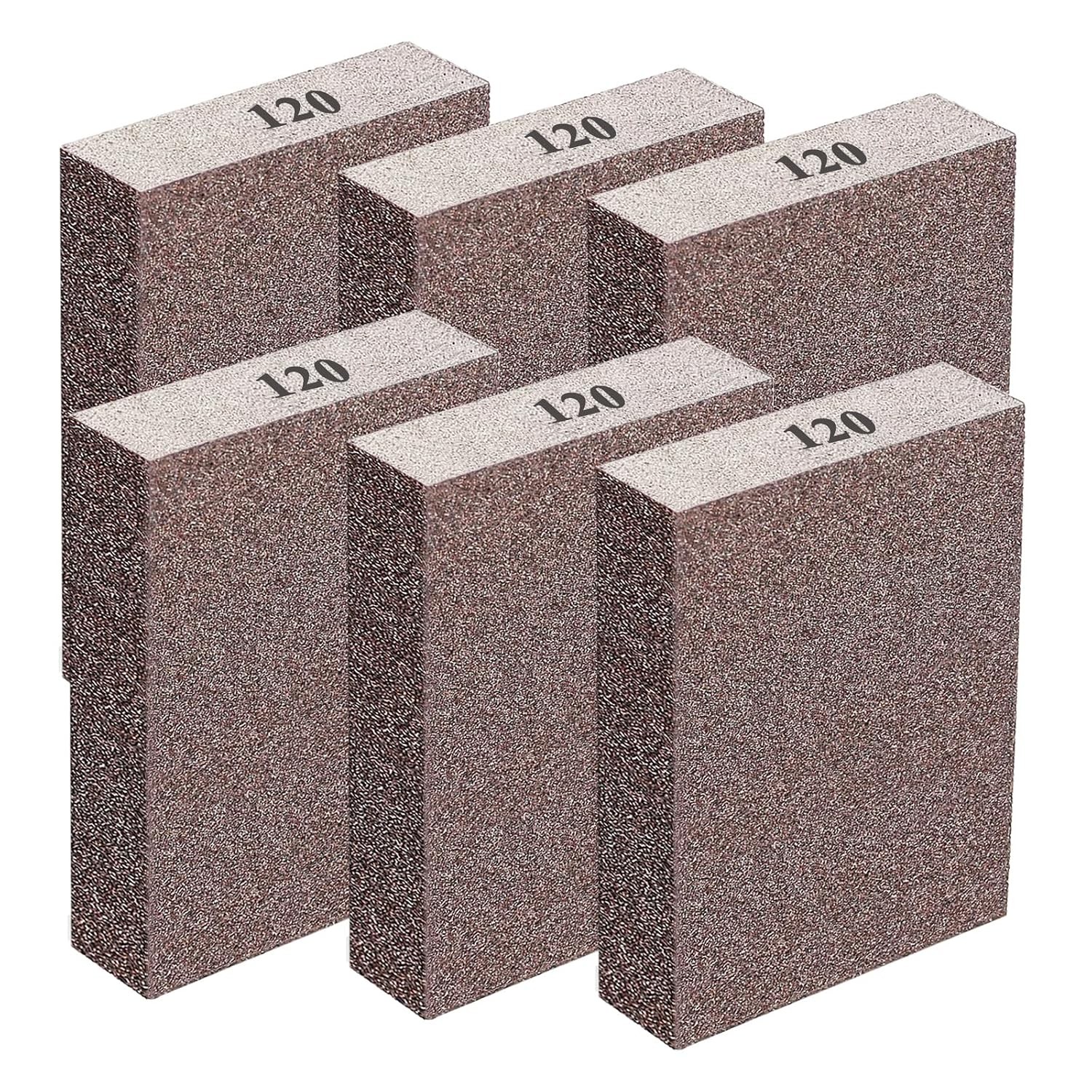 6 Pack Sanding Sponge,120 Grit Drywall Sanding Blocks,Washable and Reusable