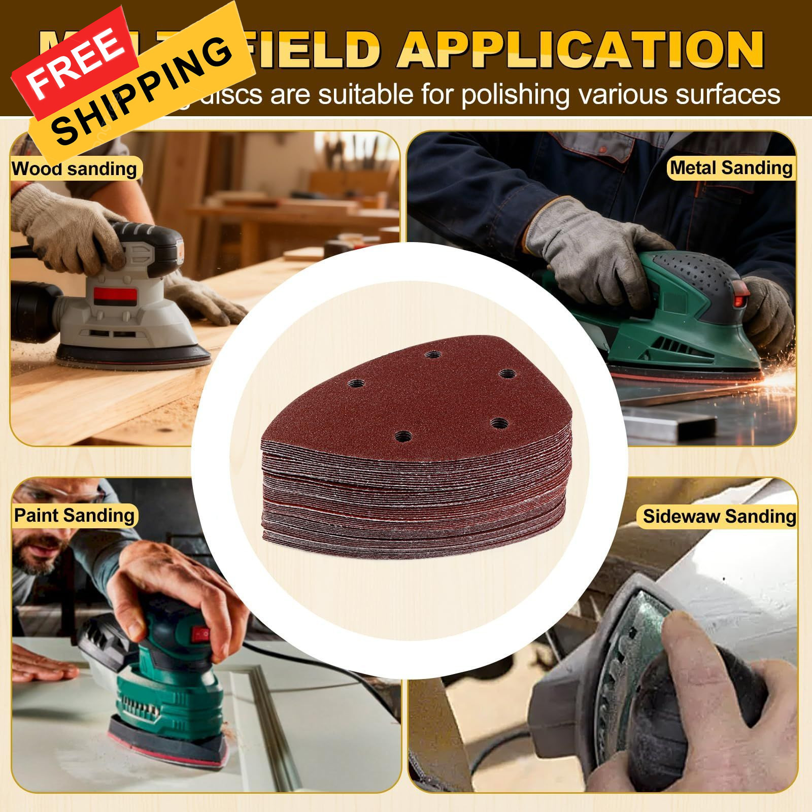 Giwiemi 55Pcs Mouse Detail Sander Sandpaper, 9 Grits 5.5 x 3.9 inches, Red