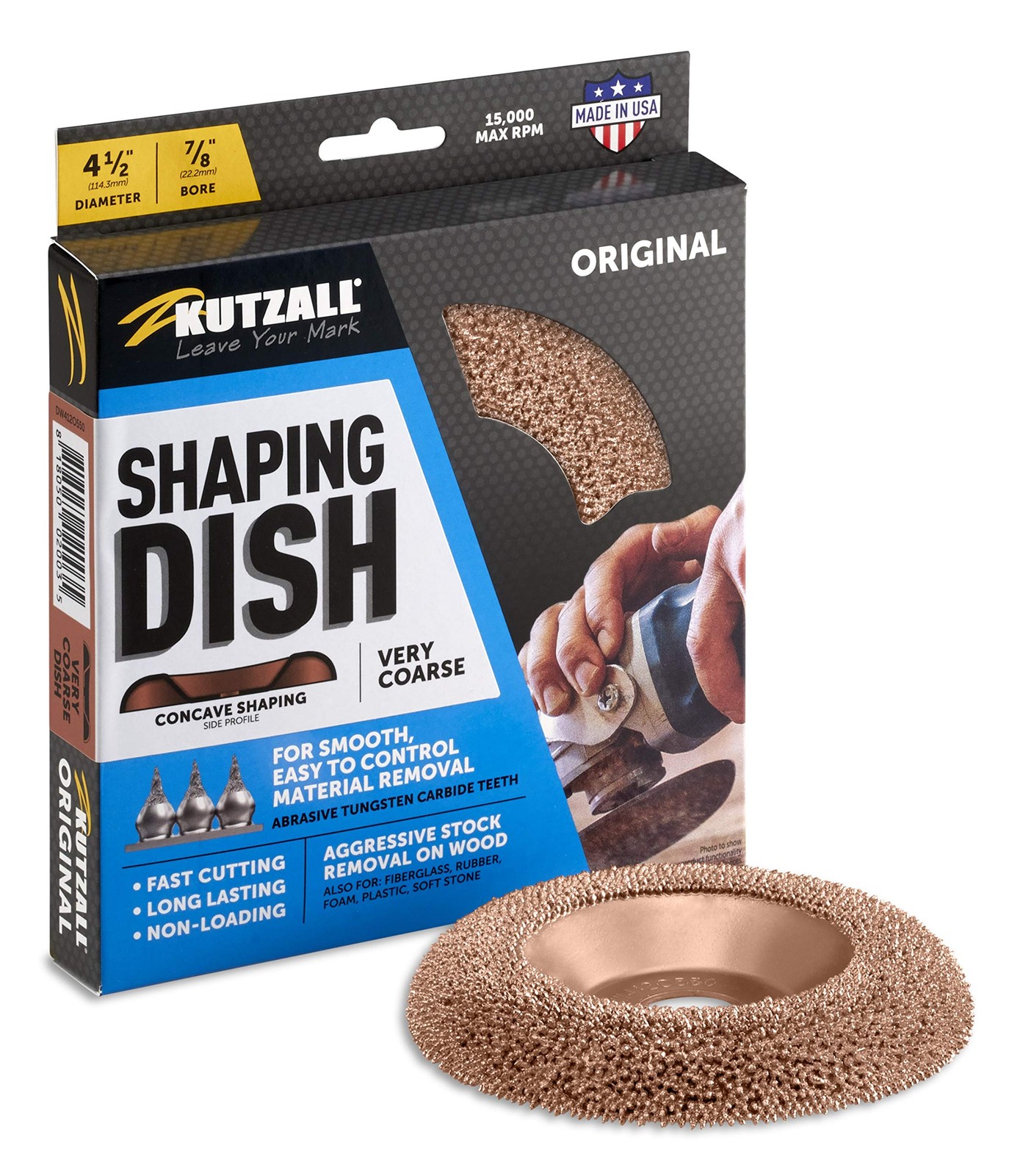 Tungsten Carbide Shaping Dish Angle Grinder Woodworking 41/2 Inch Bore 7/8 Inch