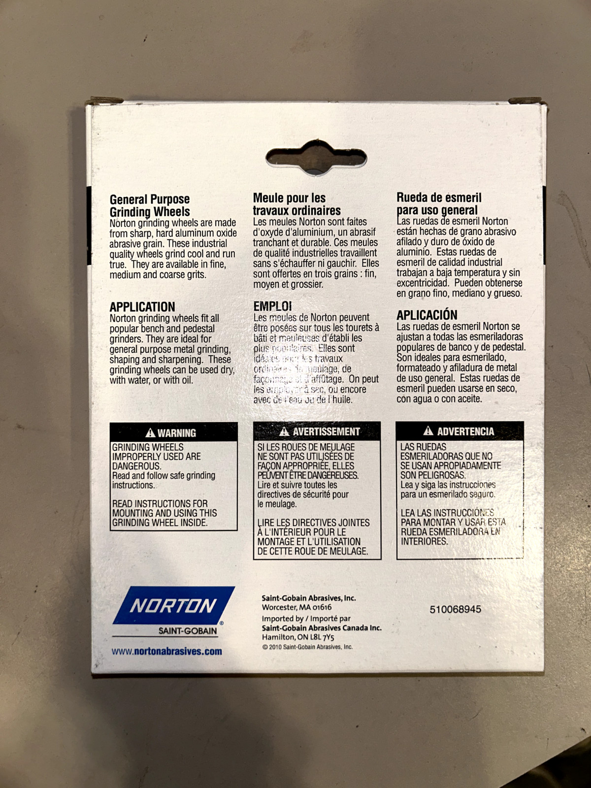 Norton Saint-Gobain 6x1x1 Grinding Wheel General Purpose 36 Grit