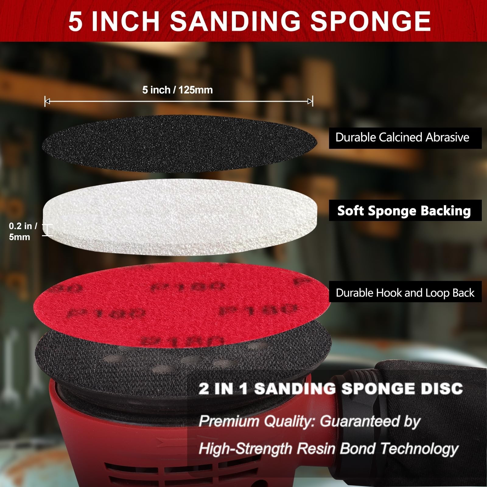 18Pcs 5 Inch Hook and Loop Sanding Sponge Discs 1200 Grit Wet Dry Sanding Pad…