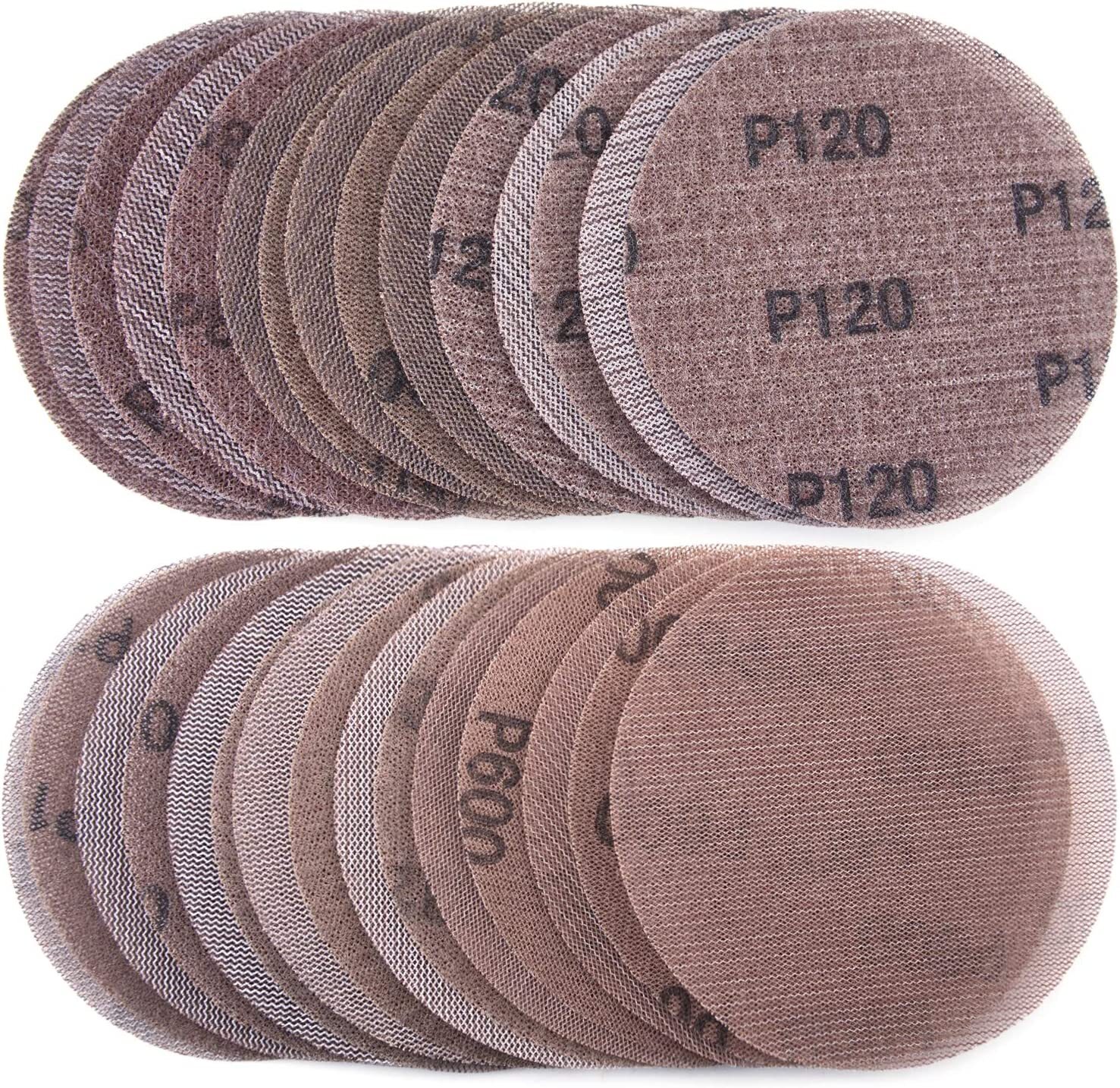 5in Mesh Net Disk Sanding Discs Hook & Loop Mesh Sand Paper 80~600 Grit Abrasive