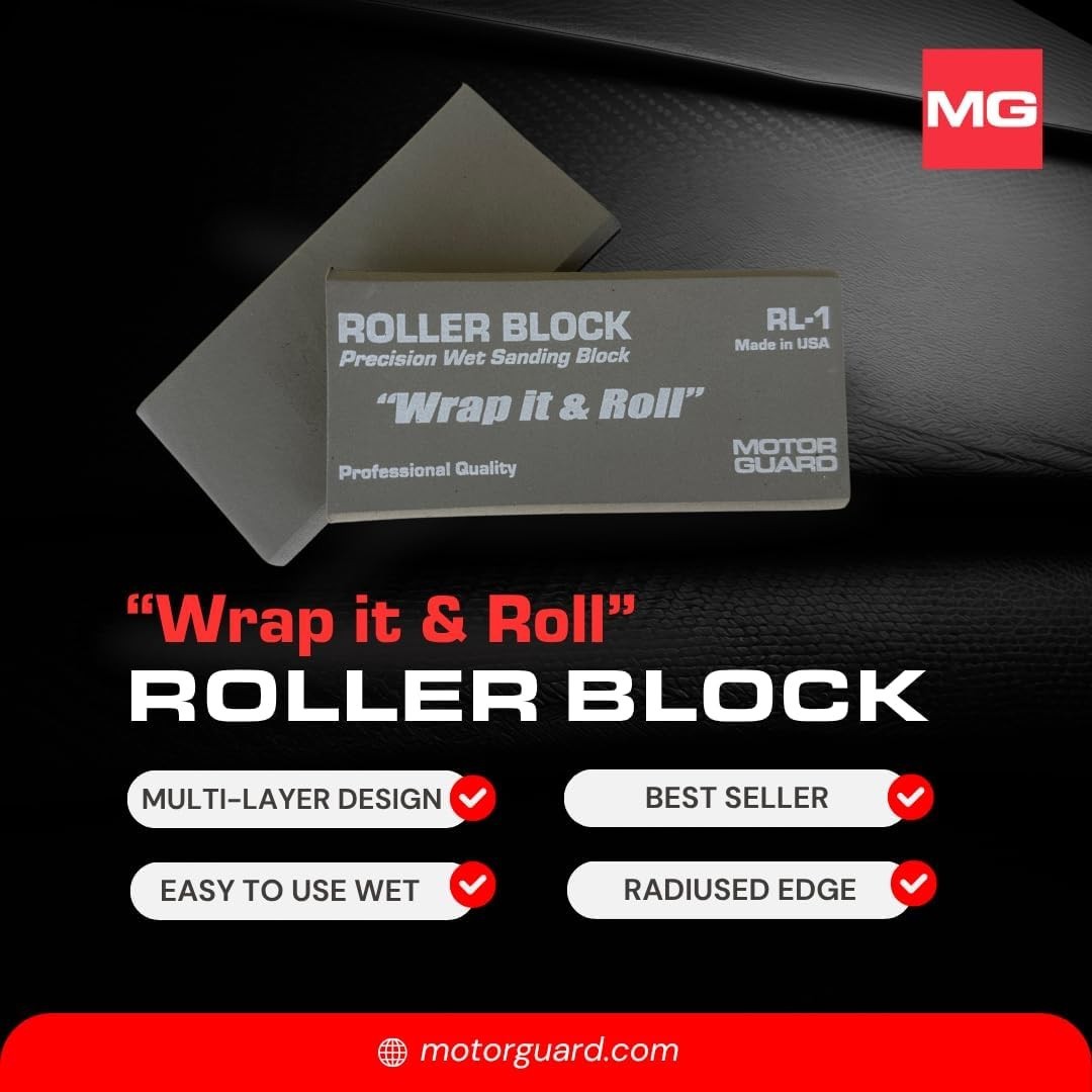 Professional Roller-Block Wet Sanding Tool with Radius Edges – Compact Design