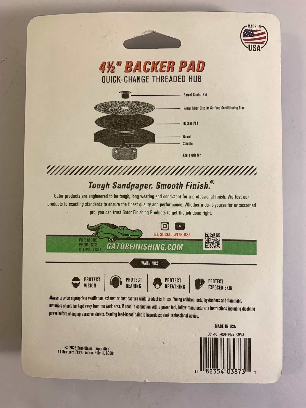 Gator 4-1/2″ Quick-Change Threaded Hub Backer Pad for Angle Grinder 13,300 RPM