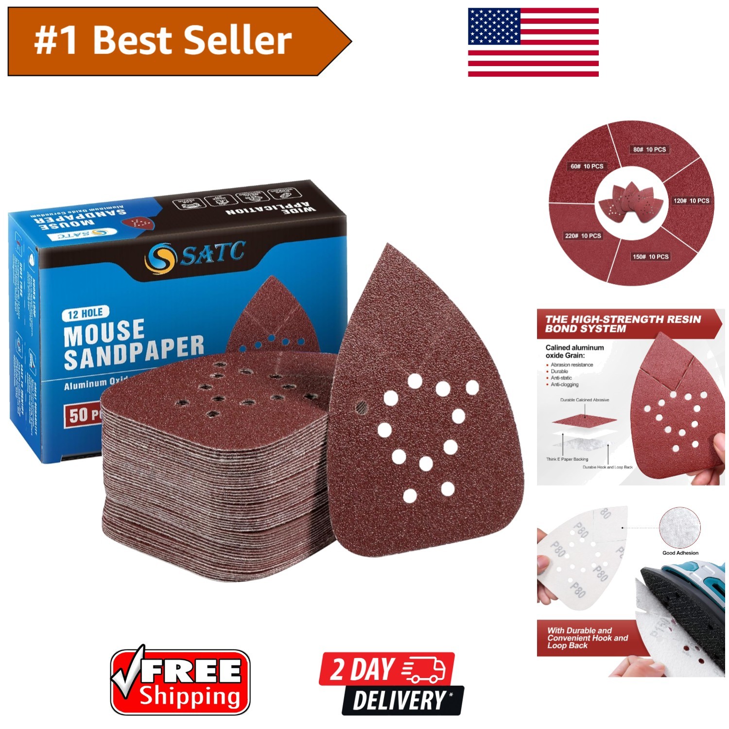 All-in-One 50 PCS Mouse Sandpaper Set – 12 Hole Grits for Perfect Finishes