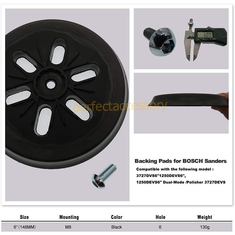 1-2Pcs 6″ 6-Hole Hook&Loop Sander Pad For Bosch RS6045 ROS65VC 1250DEVS 3727DVS