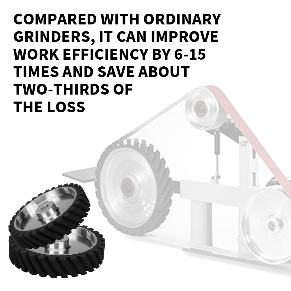 150mm/200mm/250mm Rubber Serrated Sand belt Grinding Contact Wheel Abrasive Tool