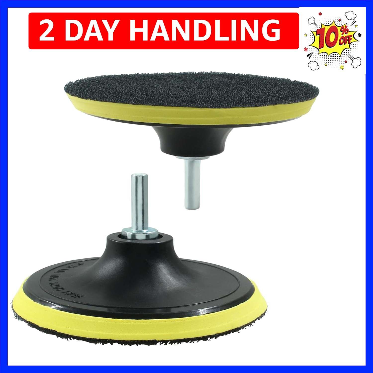 2 Pack 5 Inch Hook and Loop Backing Pads with M10 Thread Drill Adapter, Car O…