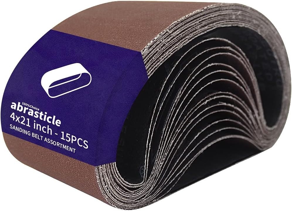 15 Pcs 4 x 21 Inch Assorted Aluminum Oxide Sanding Belts – 80/120/150/240/400…