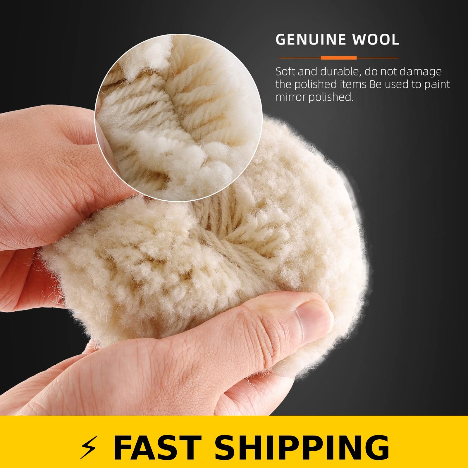 SPTA 3 Inch Wool Polishing Pad Set – 5 Pcs with Backing Pad