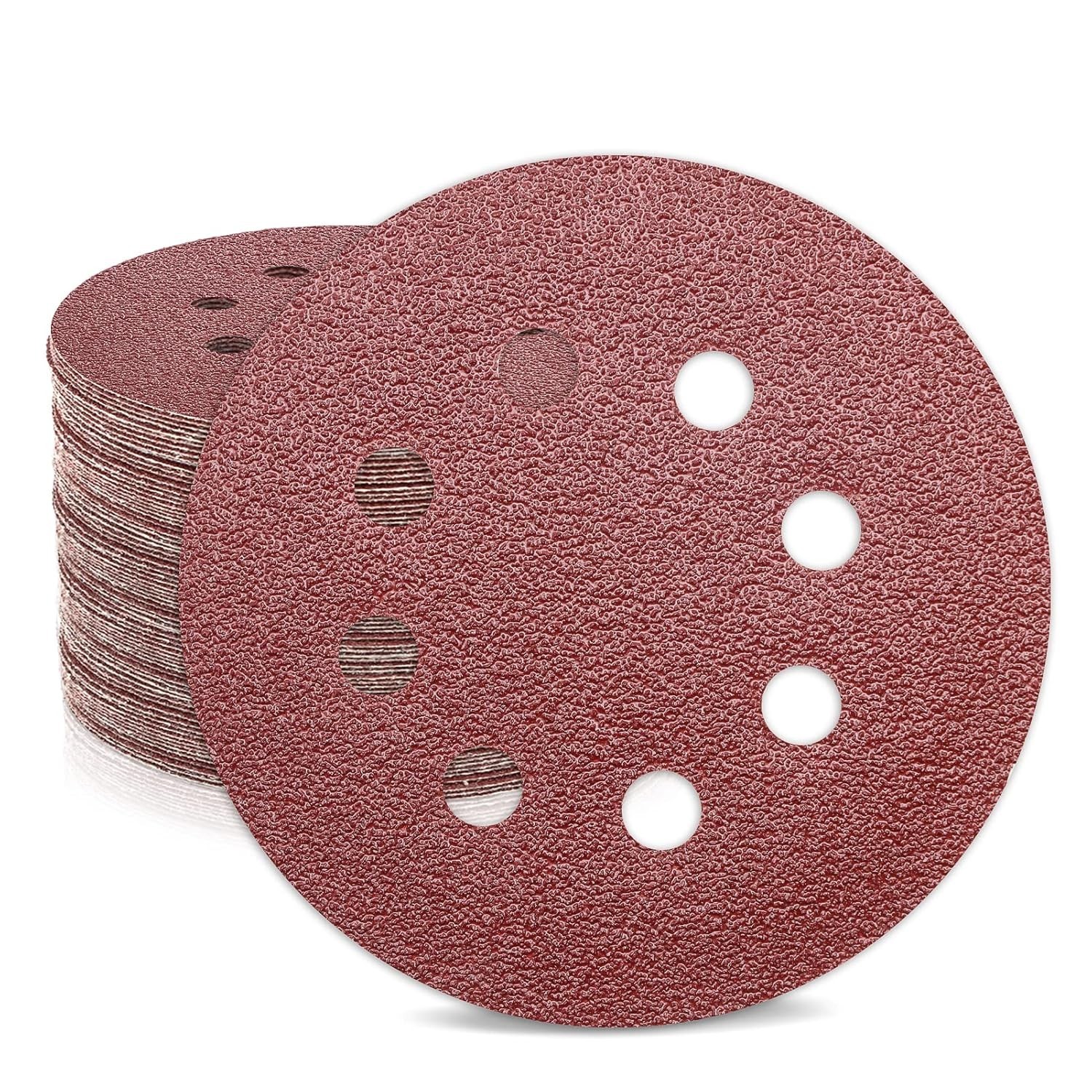5 Inch Sandpaper 40 Grit, Coarse Grit 8 Hole Sanding Disc Hook and Loop Sandp…