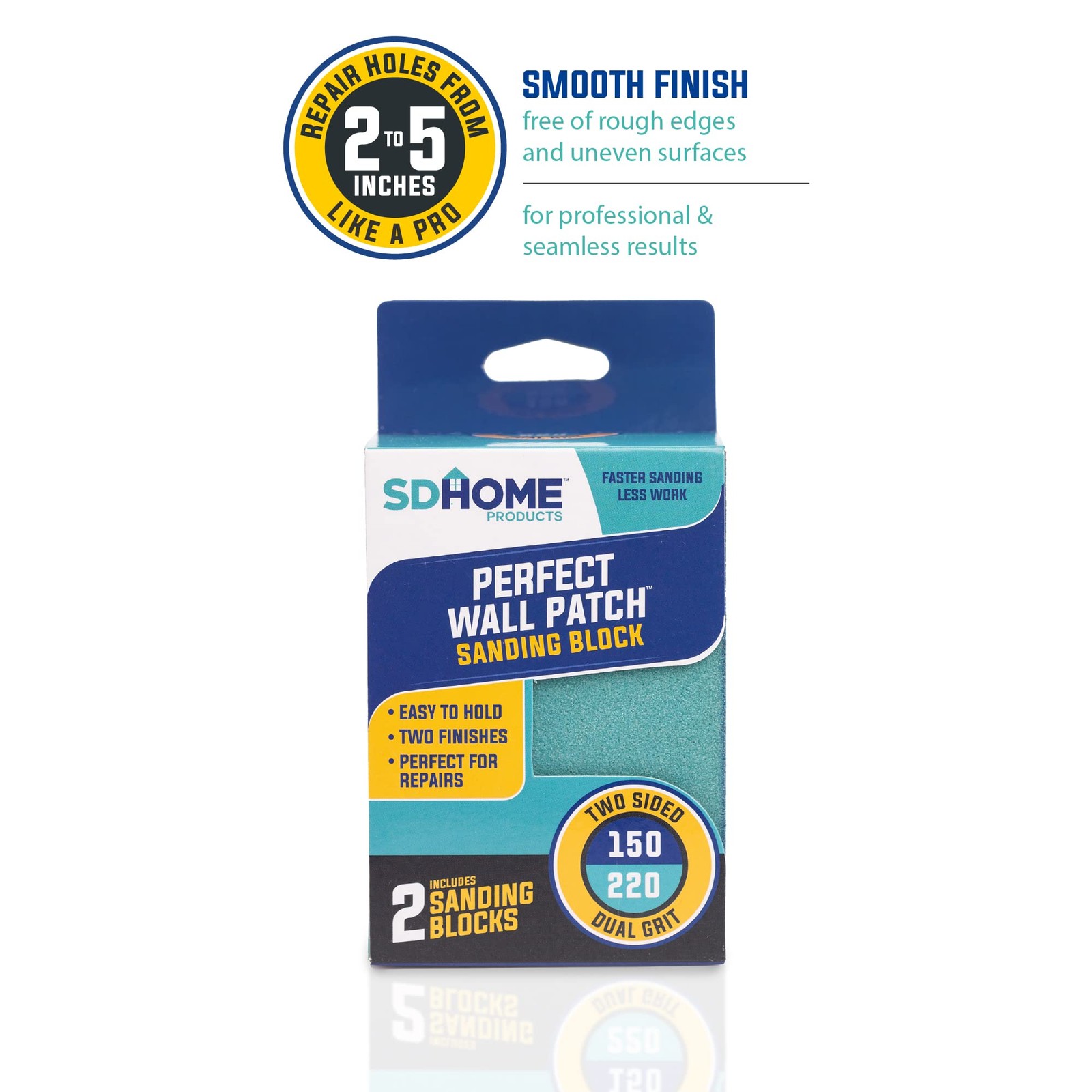 SDHome Sanding Block Double Sided 150/200 Dual Grit for Perfect Wall Repair 2pk.