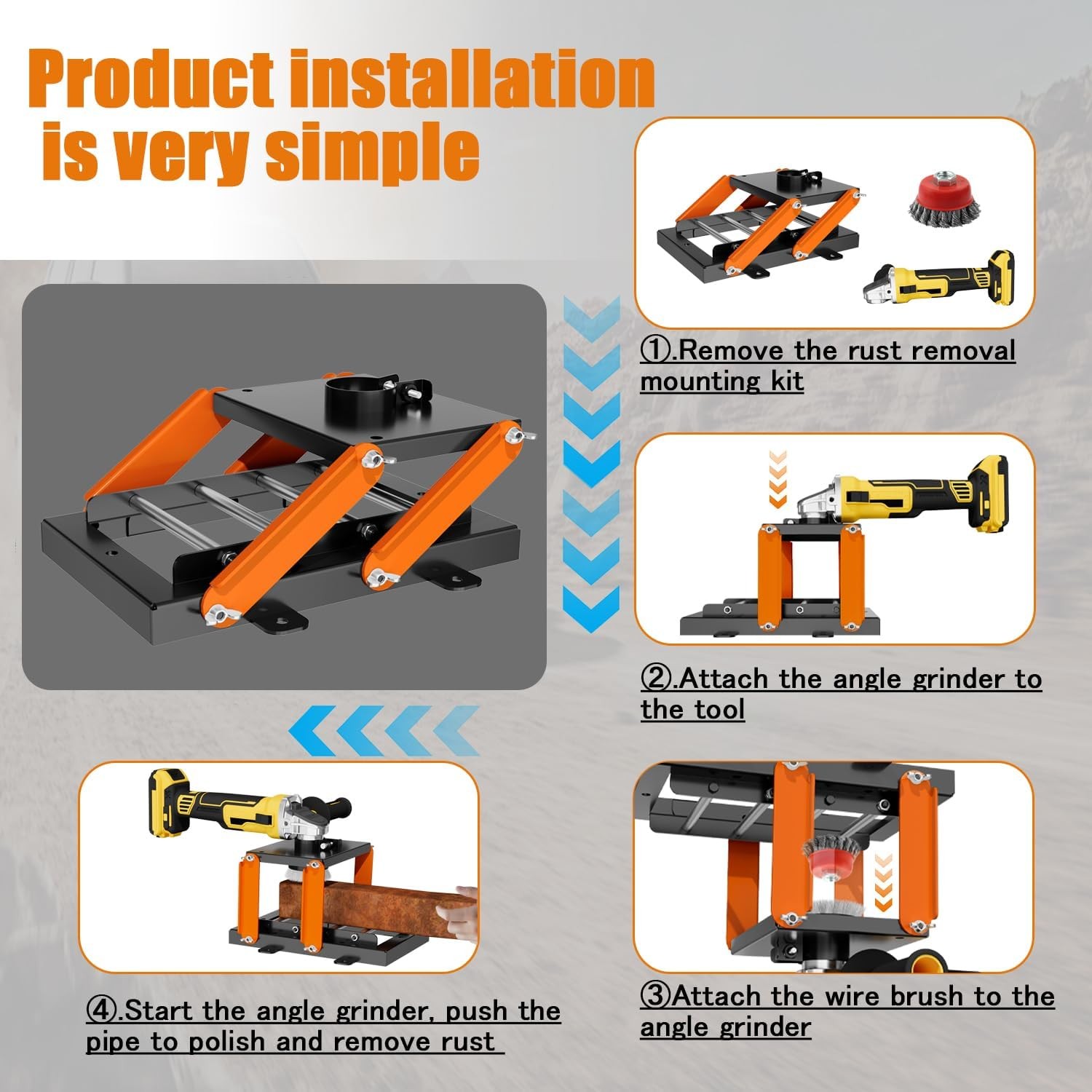 Rust Removal Mounting Kit for Angle Grinder Wire Wheel Brush, Adjustable Height