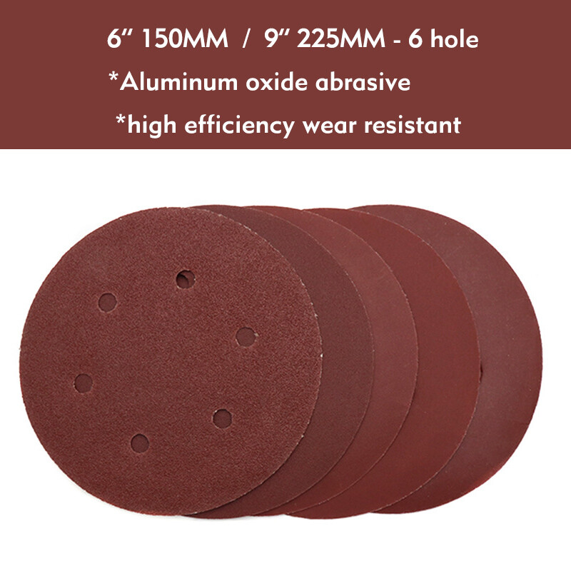 150mm 6″ Sanding Discs 225mm 9″ 40 – 2000 Grit Orbital Sander 6 Hole Pads