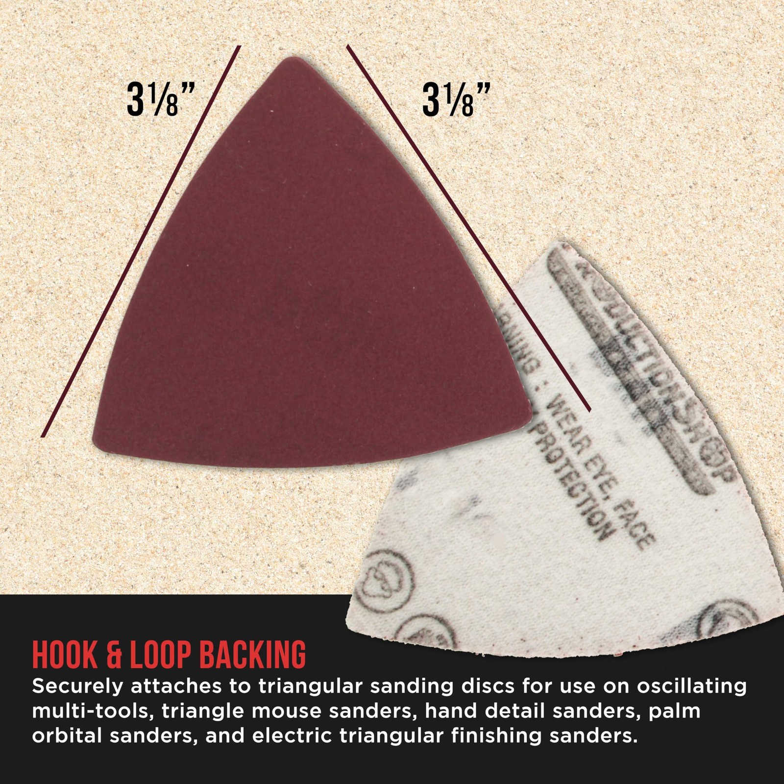 ProductionShop Premium 600 Grit Triangle Mouse Detail 3″ x 3″, Oxide Brown