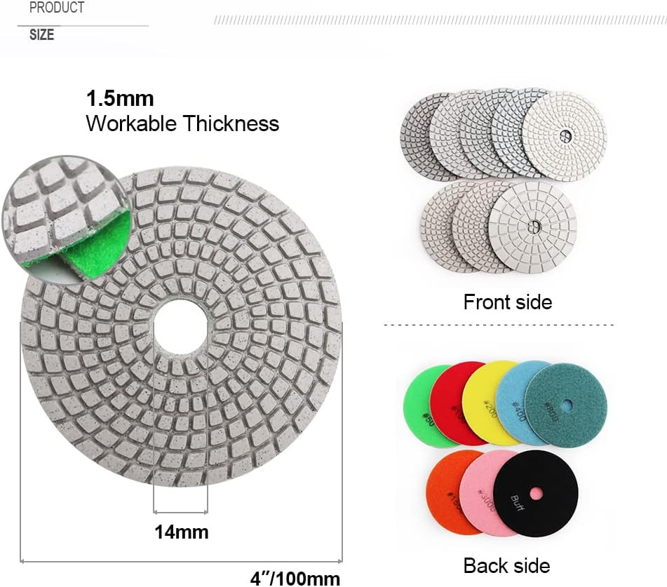 Grit 400 Diamond Polishing Pads for Marble, Granite & Stone Finishing