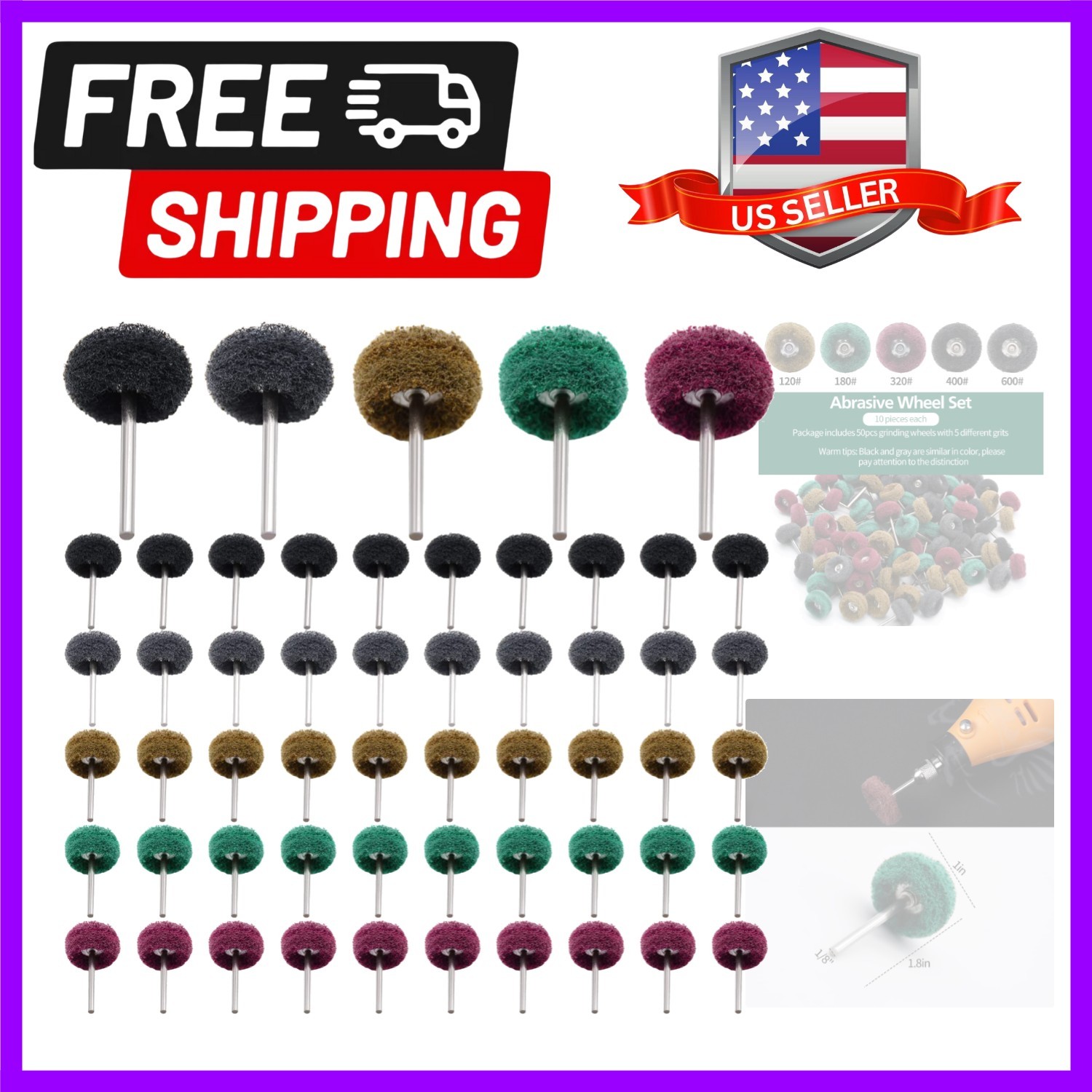 50/100/200pcs Abrasive Wheel, 1″ Buffing Polishing Wheels | for Rotary Tools-…