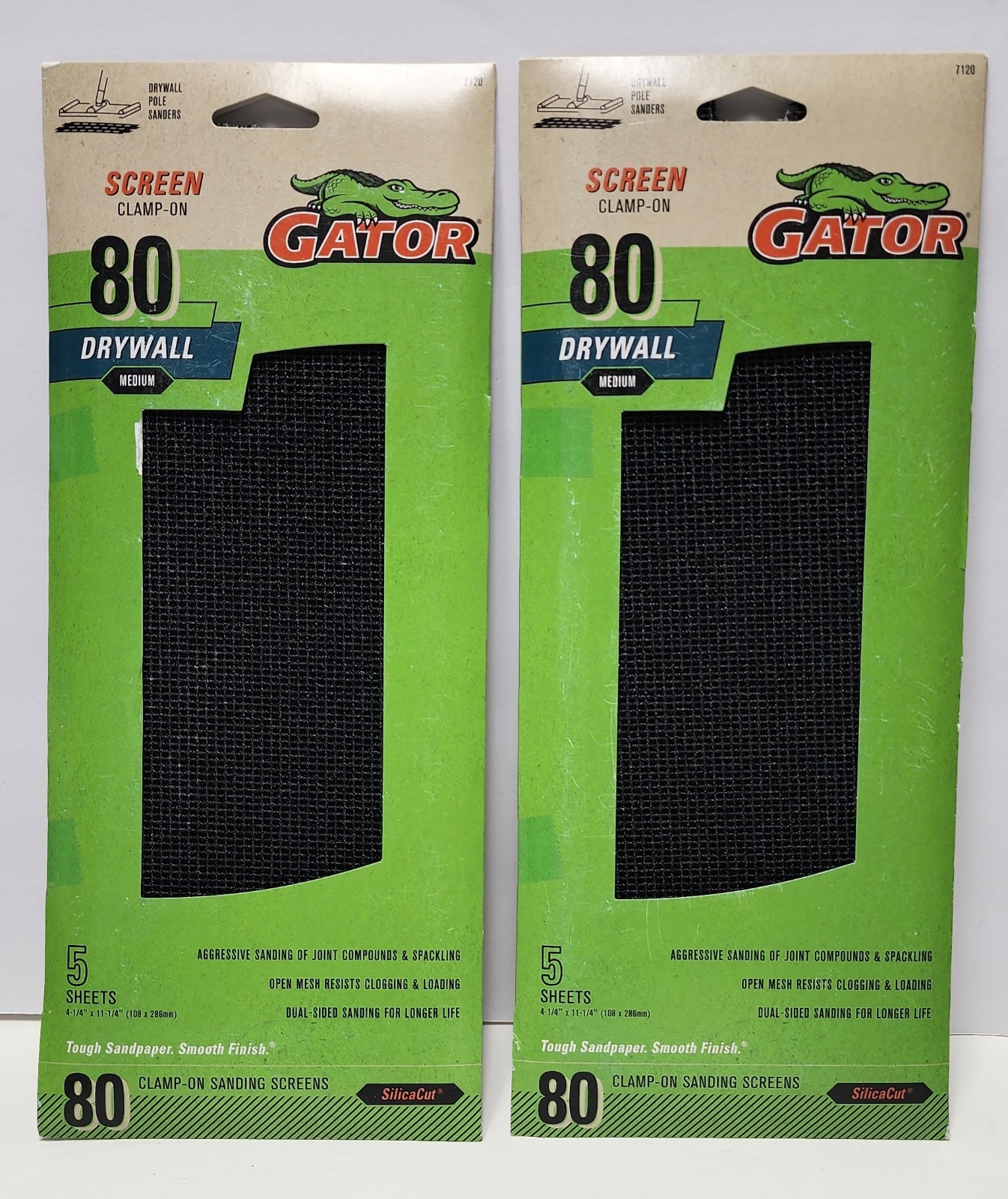 2 Packs Gator Drywall Sanding Screen Clamp On 80 Medium 5 Sheets 4.25″ 7120