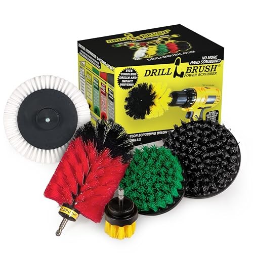 Multi-Surface Drill Brush Attachments Set for White, Yellow, Green, Red, Black