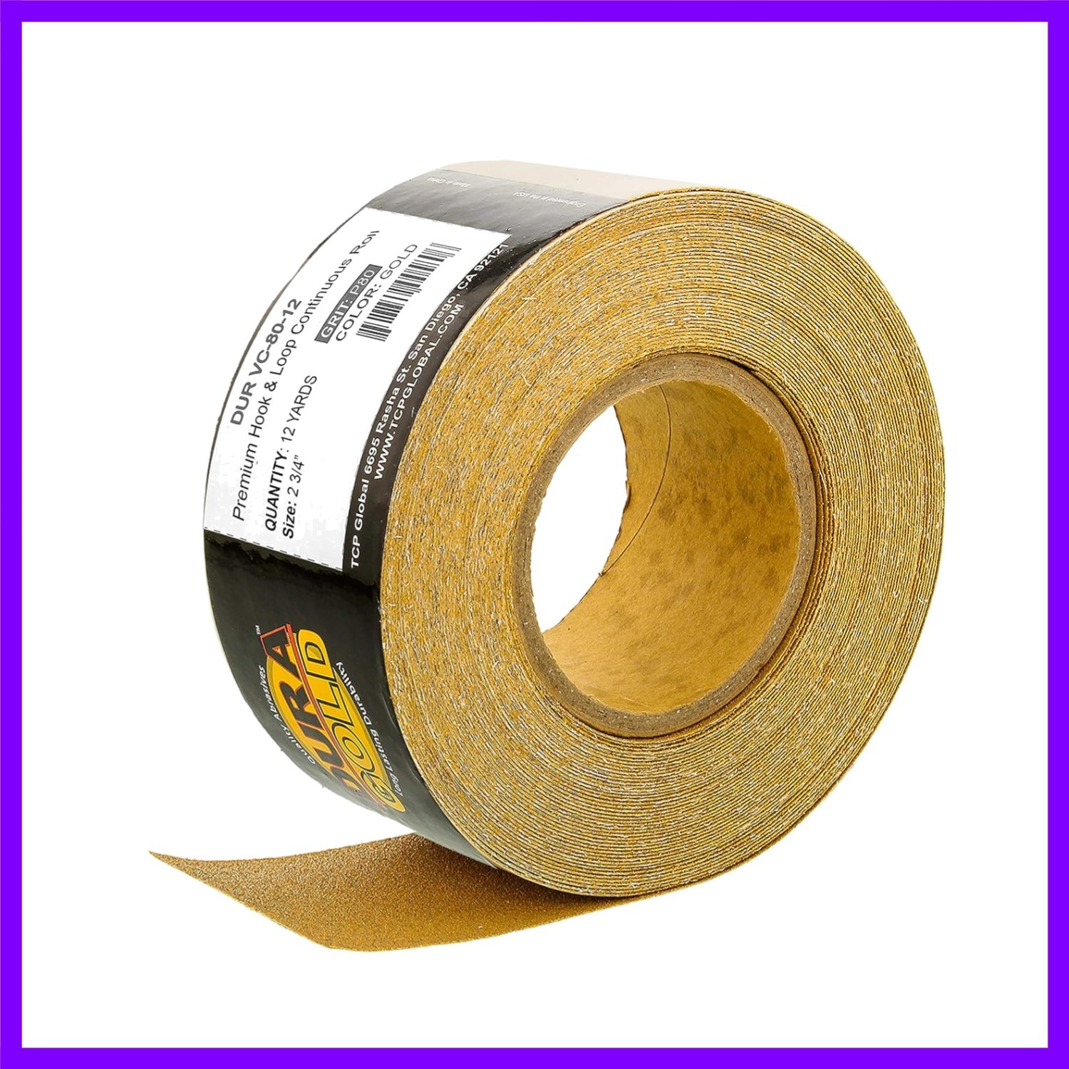 – 80 Grit Gold – Hook & Loop Backing Longboard Continuous Sandpaper Roll, 2-3…