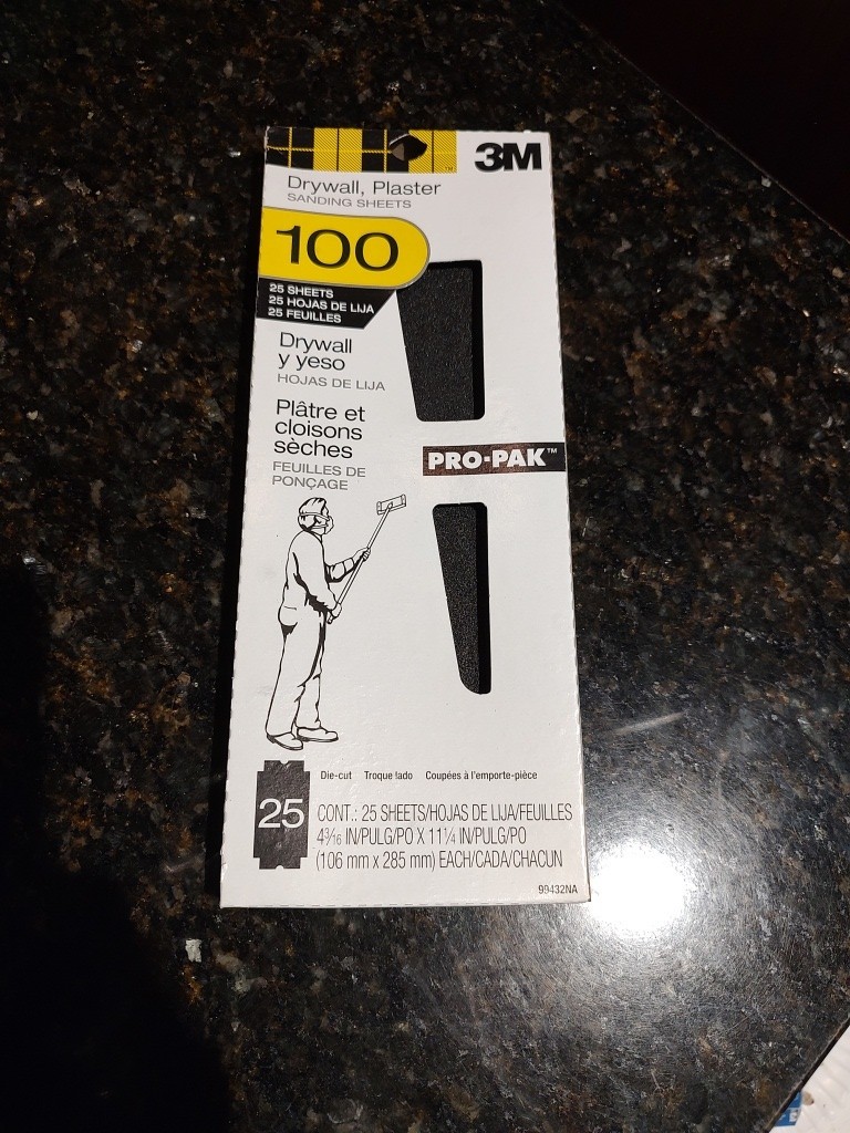 Lot Of 4- 3M Drywall, 100grit Plaster Sanding Sheets 4 packs of 25 – 100 Total