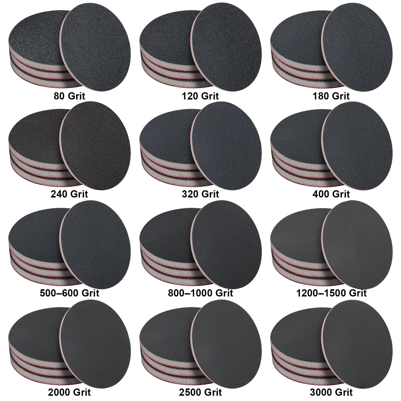 48x 3″Sanding Sponge Pad 80-3000 Grit Hook & Loop Sanding Disc Wet Dry Sandpaper
