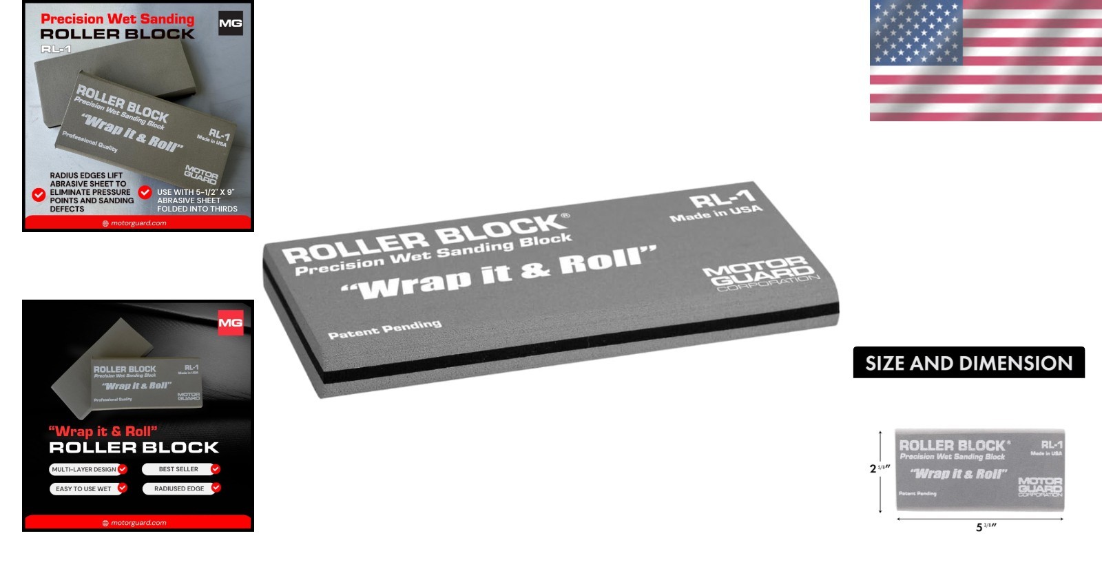 Professional Roller-Block Wet Sanding Tool with Radius Edges – Compact Design