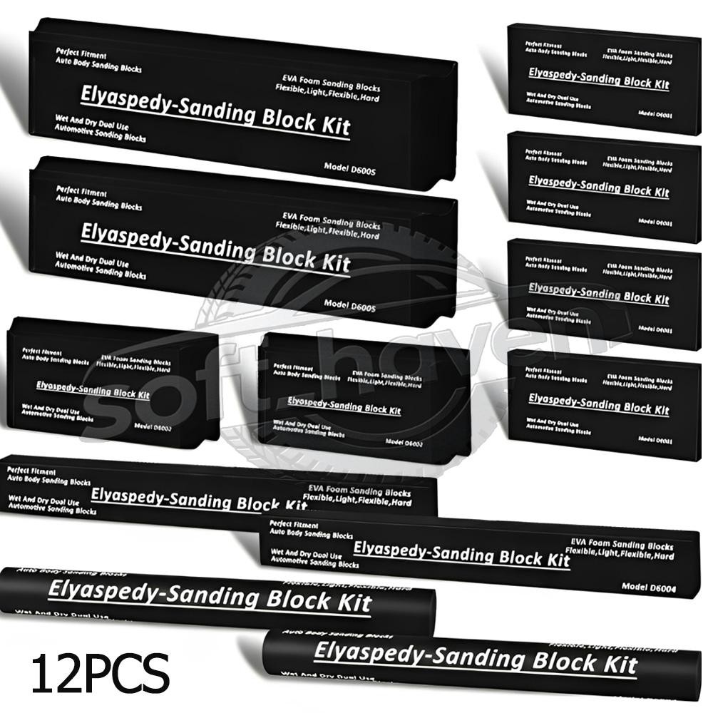12x Sanding Block Kit Flexible EVA Wet Dry Sanding Blocks for Auto Body Woodwork