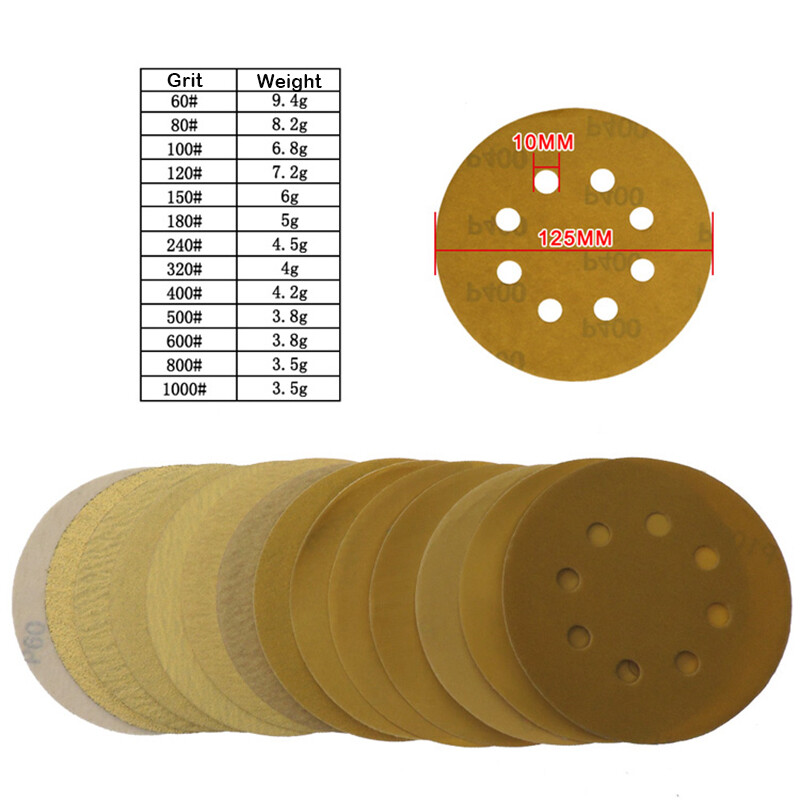5″ Sanding Discs 8 Hole 125mm Dia Sandpaper Hook and Loop Pads 40-1000 Grit