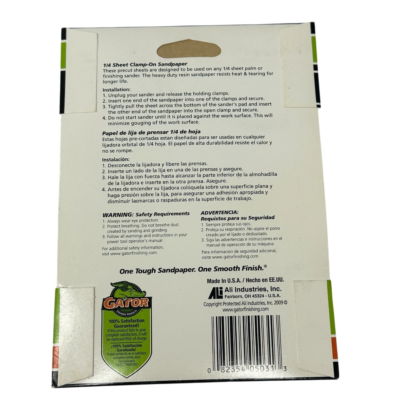 Gator Power 1/4 Sheet Clamp-On Sandpaper 60 150 Grit 4.5 x 5.5 Alum Oxide
