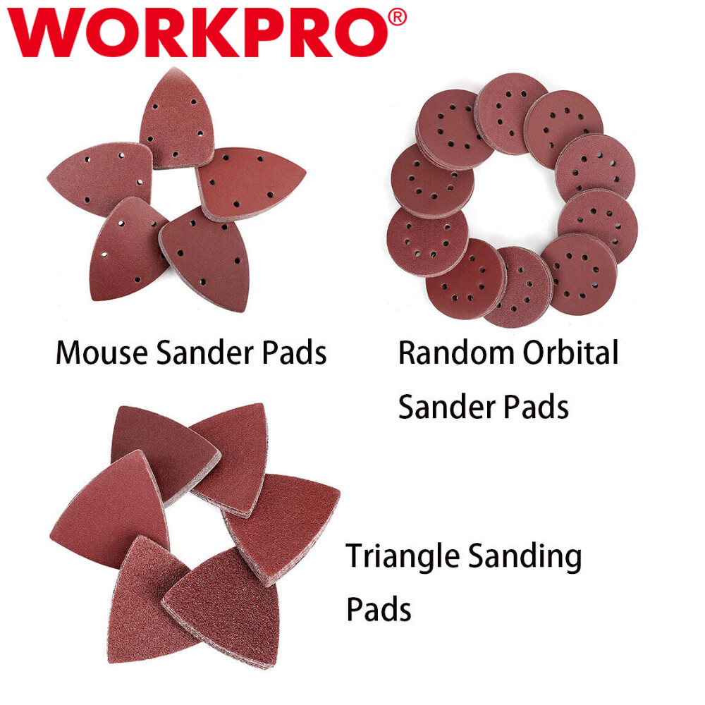 WORKPRO 150PC Sanding Disc Set/150PC Mouse Sander Pad/150PC Triangle Sanding Pad