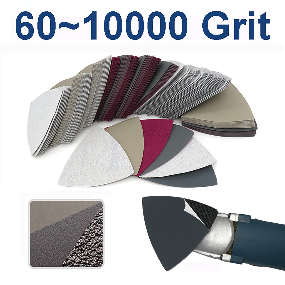 Wet Dry Triangle Sanding Sheet Discs Grit 60~10000 Hook Loop Sandpaper for 996A