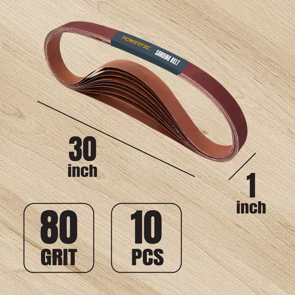 1 In. X 30 In. 80-Grit Aluminum Oxide Sanding Belt for WEN 6515T/ Bucktool Belt