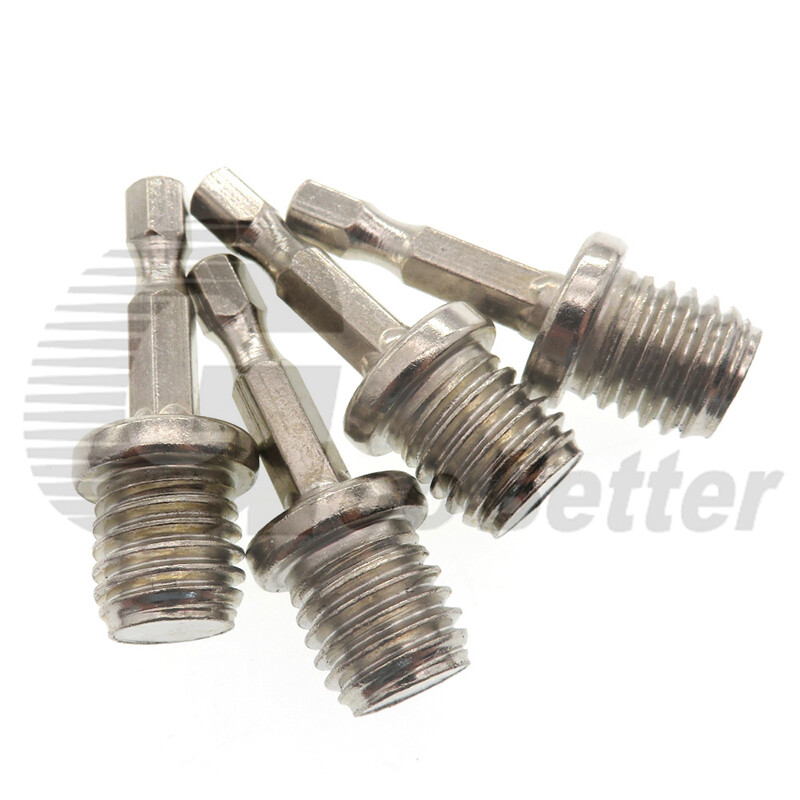 M10 M14 Thread Power Drill Adapter to 1/4″ Hex Shank for Polishing Backing Pads