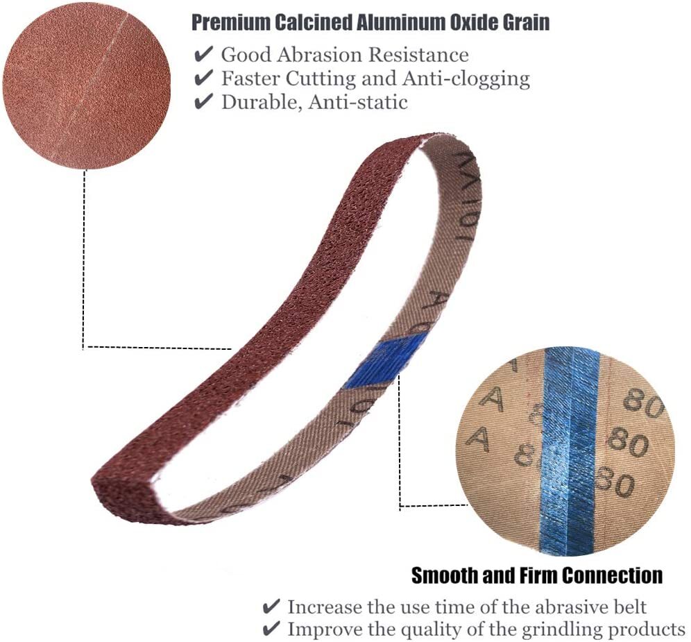 15PCS 3/8×13 in Sanding Belt 40-800 Grit Polishing Sander Belt For Belt sander