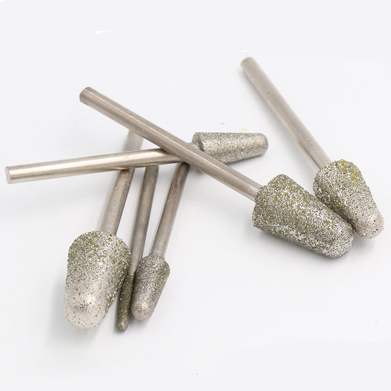 2.35/3mm Shank Bullet-shaped Diamond Grinding Head Drill Bits B Burr Jade Amber